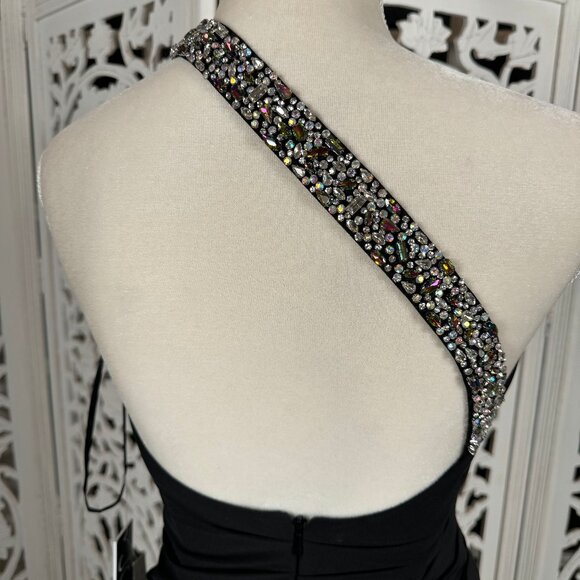 Jovani 02543 Ruched One Shoulder Formal Dress Black - Picture 4 of 15